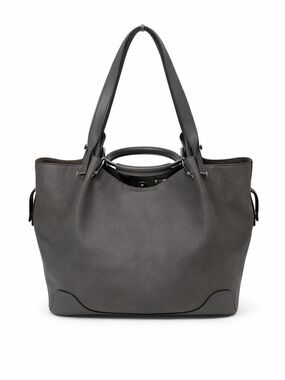 Sondra Roberts Gray Pebbled Leather Hobo Tote Shoulder Bag structured